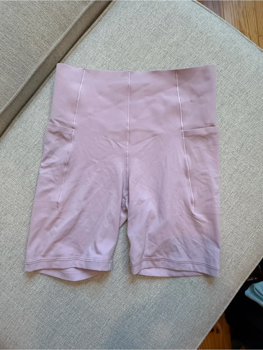 aerie High-Rise Blush Bike Shorts with Side Pockets - Picture 1 of 3